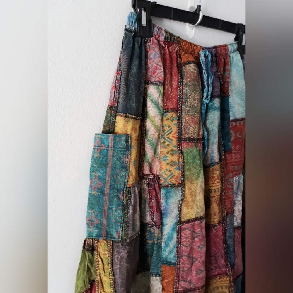 Colorful Patchwork Wide Leg Pants - Picture 3 of 6